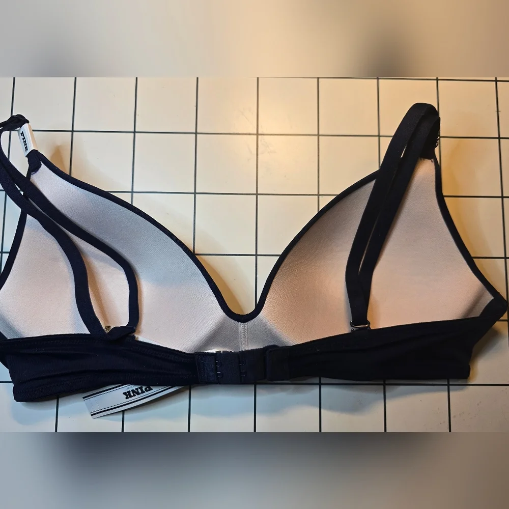 PINK Victoria's Secret Wireless Dark Blue Bra 34B/B75 NWT - Picture 3 of 3